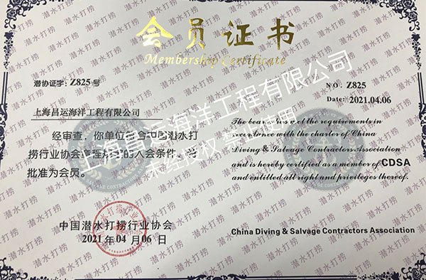 潜水协会证书